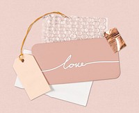 Cute swing tag mockup, pink design psd