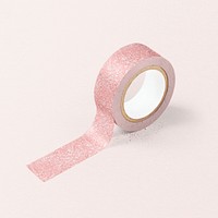 Tape roll mockup, pink stationery design psd