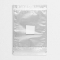 Zipper pouch bag, white label, flat lay design psd