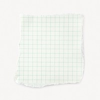 Green torn grid paper note, stationery design