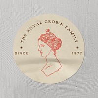 Vintage round sticker mockup, aesthetic beige design psd