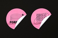 Pink sticker mockups, round shape design psd