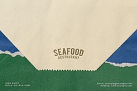 Abstract envelope mockup, seafood business branding psd