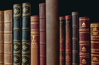 Antique books in library, vintage background