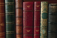 Antique books in library, vintage background