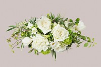 White flower bouquet, collage element psd