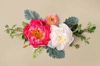 Peony bouquet, collage element psd