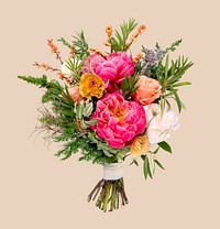 Colorful flower bouquet, collage element psd