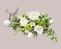 White flower bouquet, isolated object psd