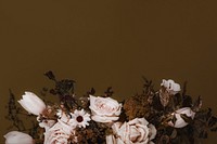 Dried flower border, brown background, design space