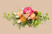 Colorful flowers, collage element psd