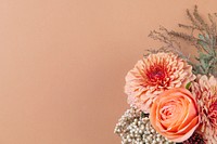 Orange flowers border, brown background, design space