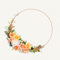 Floral round frame, isolated object psd