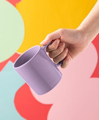 Pastel purple mug, cute utensil with design space