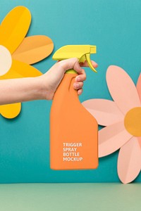 Trigger spray bottle mockup, fabric starch, laundry product psd