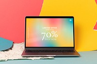 Laptop screen mockup, aesthetic digital device psd