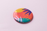 Pin badge mockup, summer branding identity psd