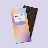 Chocolate bar mockup, food packaging, gradient design psd