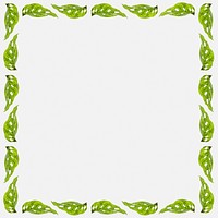 Green leaves square frame on white background