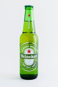 Heineken beer in a glass bottle. JANUARY 29, 2020 - BANGKOK, THAILAND 
