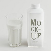 Fresh milk in a glass with a bottle mockup