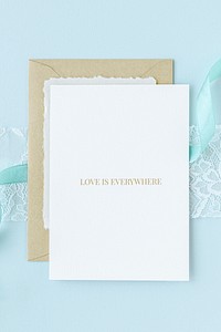 Wedding card template mockup on a blue background