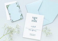 White wedding cards template mockup design