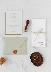 White wedding invitation card template mockup