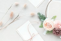 White paper notes with flowers background