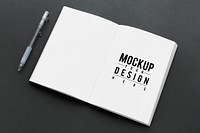 White notebook with a pencil mockup