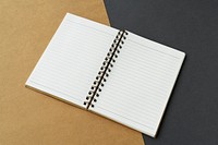 Blank white opened notebook page