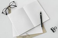 Blank white grid notebook