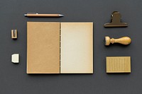 Set of vintage stationery on workspace