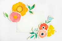 Blank paper note with paper craft flowers