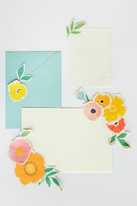 Blank cards with paper craft flowers