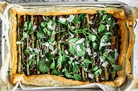 Baked red pesto asparagus tart 
