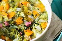 Closeup of a homemade vegetable soup. Visit <a href="https://monikagrabkowska.com/" target="_blank">Monika Grabkowska</a> to see more of her food photography.