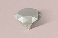 3D silver diamond shaped paper craft on a dull pink background