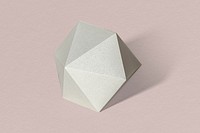 3D silver diamond shaped paper craft on a dull pink background
