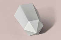 Silver hexagonal prism paper craft on a dull pink background