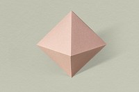 3D pink pyramid paper craft on a sage green background