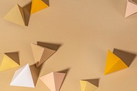 3D beige pyramid paper craft background design
