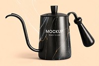 Black marble kettle mockup psd handmade experimental art