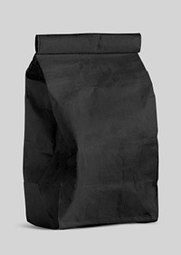Rolled black paper bag mockup for product packaging with copy space