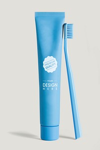 Cerulean blue tooth-cleaning mockup set design resource