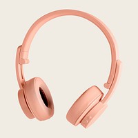 Pastel pink wireless headphone mockup on a gray background