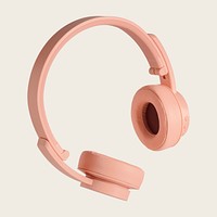 Pastel pink wireless headphone mockup on a gray background