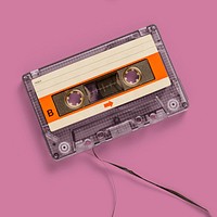 Old school cassette tape mockup on a pink background