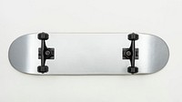 Sliver paint skateboard on white background