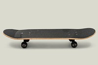 Black skateboard on off white background mockup